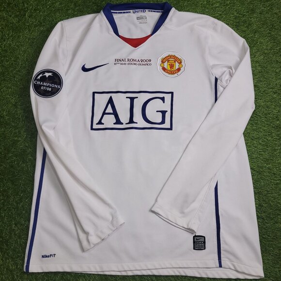 Ronaldo Manchester United UEFA FINAL 2008 2009 Away Long Sleeve Soccer Jersey M - Picture 2 of 9